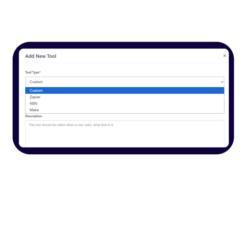 Add tools like Zapier, N8N, and Make in one simple step...workflow at your ready. 2000px
