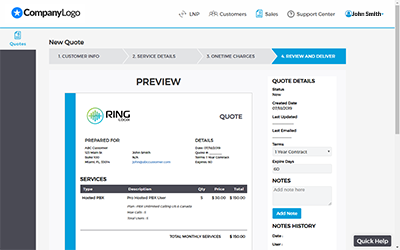 White label VoIP platform with integrated quote tool