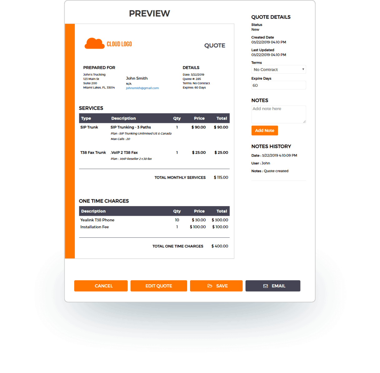 Create & Send Sales Quotes